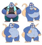  2020 anthro belly blue_body blush bottomwear clothing dylan_(the_human_heart) eulipotyphlan eyes_closed eyewear glasses leonthelionel male mammal mole_(animal) nipples overweight overweight_anthro overweight_male pants pubes shirt simple_background solo the_human_heart_(game) topwear video_games visual_novel white_background 