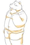  2011 anthro belly blush bottomwear bulge clothing kemono kick_(artist) male mammal overweight overweight_anthro overweight_male shirt shorts simple_background solo topwear ursid white_background 