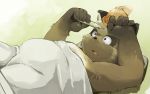  2008 anthro bedding belly black_nose blanket brown_body brown_fur canid canine fur humanoid_hands kemono lying male mammal overweight overweight_anthro overweight_male raccoon_dog simple_background solo tanuki unknown_artist 