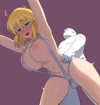  1boy 1girl all_fours areolae armpits bangs bare_shoulders bent_over blonde_hair blue_eyes blush bouncing_breasts breasts carlo_montie commission doggystyle green_eyes hetero heterochromia large_breasts navel nipples one_breast_out open_mouth penis pussy ryouna_(senran_kagura) senran_kagura sex sex_from_behind short_hair simple_background slingshot_swimsuit smile solo_focus stomach swimsuit swimsuit_aside torogao uncensored vaginal white_swimsuit 