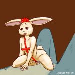  1:1 2019 ambiguous_gender anthro anthro_on_anthro beastars breasts brown_background deermouze domestic_rabbit duo faceless_ambiguous faceless_character female female/ambiguous female_focus fur gift_wrapped grey_body grey_fur haru_(beastars) humanoid_hands lagomorph larger_ambiguous legoshi_(beastars) leporid long_ears mammal nude oryctolagus rabbit ribbons simple_background size_difference smaller_female solo_focus under_boob white_body white_fur 