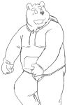  2011 anthro biped blush bottomwear clothing hoodie kemono kick_(artist) male mammal overweight overweight_anthro overweight_male pants simple_background solo topwear ursid white_background 