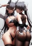  2girls :q amakuri3000 anchor_symbol animal_ears ass atago_(azur_lane) atago_(stunning_speedster)_(azur_lane) azur_lane bare_shoulders bikini black_bikini black_bodysuit black_hair black_legwear black_leotard blush bodystocking bodysuit bow breast_press breasts brown_eyes collarbone dog_ears elbow_gloves emblem eyebrows_visible_through_hair fingerless_gloves from_behind frown gloves gradient gradient_background hair_bow hair_flaps hair_ribbon hand_on_own_ass high_ponytail impossible_clothes large_breasts leotard long_hair long_ponytail mole mole_under_eye multicolored_leotard multiple_girls navel open_mouth pantyhose parted_lips ponytail race_queen revision ribbon shiny shiny_skin shrug_(clothing) sweat swimsuit symmetrical_docking takao_(azur_lane) takao_(full_throttle_charmer)_(azur_lane) thighhighs thighs thong_leotard tongue tongue_out unitard white_bow white_ribbon 