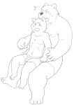  2011 anthro belly blush canid canine canis clothing domestic_dog duo kemono kick_(artist) male male/male mammal nipples overweight overweight_male simple_background sitting underwear ursid white_background young 