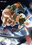  2020 anthro belly bottomwear bulge clothing detailed_background felid fighting_ring hombretigre humanoid_hands male mammal overweight overweight_anthro overweight_male pantherine shorts solo tiger tokyo_afterschool_summoners video_games yu_chi_i 