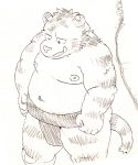  2012 anthro belly felid kemono kick_(artist) male mammal moobs nipples overweight overweight_anthro overweight_male pantherine simple_background solo sumo tiger 