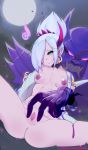  breasts demon_girl demon_horns highres horns league_of_legends lewdishsnail pussy pussy_juice riven_(league_of_legends) spirit_blossom_riven spread_pussy 