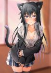  animal_ears cleavage kmonon19 nekomimi open_shirt see_through seifuku sweater tail thighhighs wet yahari_ore_no_seishun_lovecome_wa_machigatteiru. yukinoshita_yukino 