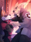  agent alley anthro canid canine canis confrontation cybernetic_arm cybernetic_limb cybernetics darkflamewolf duo fan_character female hi_res machine male mammal mask murana_wolford_(darkflame-wolf) officer operative patch_(fabric) patch_(marking) size_difference tabirs vigilante wolf 