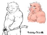  2011 anthro balls belly blush erection genitals kemono kick_(artist) male mammal moobs nipples overweight overweight_anthro overweight_male penis simple_background solo suid suina sus_(pig) white_background wild_boar 