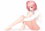  barefoot blush maemi_(maemi12) pink_hair short_hair tagme_(character) white 