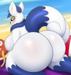  2020 2_tails ambiguous_gender anthro anthro_on_feral ball beach beach_ball beach_towel bestiality big_breasts big_butt blue_body blue_fur blush breast_suck breasts butt eyelashes female female/ambiguous feral fur hi_res huge_butt kneeling looking_down magikarp meowstic multi_tail multicolored_body multicolored_fur nintendo nude on_towel outside pandashorts pink_eyes pok&eacute;mon pok&eacute;mon_(species) raised_tail rear_view sand seaside side_boob solo sucking thick_thighs towel two_tone_body two_tone_fur video_games white_body white_fur yellow_sclera 