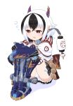  half-closed_eyes hibana_(xenoblade_2) horns mechanical_boots mechanical_gloves multicolored_hair paskmel short_hair xenoblade_(series) xenoblade_2 