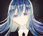  1other bangs blue_eyes blue_hair crystal_hair eyebrows_visible_through_hair freckles gem_uniform_(houseki_no_kuni) glint hair_between_eyes houseki_no_kuni lapis_lazuli_(houseki_no_kuni) long_hair looking_at_viewer o_haruru_oekaki open_mouth simple_background solo sparkle 