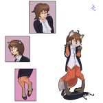  1:1 2020 absurd_res alternate_species anthro breasts brown_hair business_suit canid canine clothing dagashi_kashi digitigrade drclosure ed-fokk3r eyewear female footwear fox glasses hair hajime_owari hi_res high_heels human human_to_anthro mammal naturally_censored open_mouth sequence shoes solo species_transformation standing suit surprise transformation 