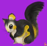  betelbop black_body black_fur black_nose emolga feral fluffy flying_squirrel fur mammal markings nintendo no_sclera pok&eacute;mon pok&eacute;mon_(species) purple_background rodent sciurid simple_background standing video_games whiskers white_body white_fur yellow_body yellow_fur yellow_markings 