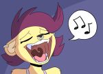  animated anthro eyes_closed facial_piercing fangs felid female lion mammal mouth_shot nose_piercing nose_ring open_mouth open_smile pantherine piercing punk rookiex short_playtime singing smile solo uvula 