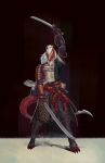  2019 animal_humanoid armor botak claws clothing dagger dragon dragon_humanoid gloves hair handwear hi_res holding_object holding_sword holding_weapon humanoid male melee_weapon red_tail simple_background solo standing sword weapon white_hair yellow_eyes 