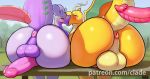  anus ball_size_difference balls bench bent_over big_balls big_butt big_penis blush butt clade conditional_dnp disembodied_penis dragonite duo erection feral french_kissing genitals glans goodra humanoid_genitalia humanoid_penis imminent_sex kissing male male/male nintendo open_mouth outside penis perineum pink_glans pink_penis pok&eacute;mon pok&eacute;mon_(species) presenting presenting_hindquarters purple_balls purple_perineum sitting tan_balls tan_perineum text tongue tree url video_games 