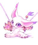  2020 absurd_res anthro blush bound chain chained claws clothing cute_fangs digimon digimon_(species) ear_tuft female full-length_portrait fur gatomon genitals gloves handwear hi_res looking_at_viewer navel nipples pawpads pink_pawpads portrait purple_eyes purple_theme pussy signature simple_background solo tamanosuke tuft whiskers white_background white_body white_fur 