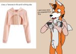  anthro canid canine clothing english_text fenn fox fur furry_trashcan hoodie male mammal meme meme_clothing orange_body orange_fur pink_hoodie solo text topwear tuft twitter_hoodie 