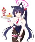  1girl absurdres alternate_costume animal_ears blue_archive blush breasts bunnysuit cat_ears cleavage fang highres long_hair looking_at_viewer open_mouth pn_(wnsl216) red_eyes serika_(blue_archive) simple_background solo twintails white_background 