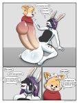  absurd_res anthro balls big_balls big_penis canid canine cock_vore duo english_text feet_on_balls fox genitals hi_res huge_balls huge_penis humanoid_genitalia humanoid_penis hyper hyper_balls hyper_genitalia hyper_penis lagomorph leporid maid_headdress male male/male mammal penile penis rabbit smushpretzel text vore 