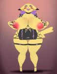  absurd_res anthro big_breasts breasts clothed clothing crovirus ear_piercing ear_ring female fishnet fishnet_legwear genitals hi_res huge_breasts ipan legwear licking licking_lips licking_own_lips nintendo nipples no_underwear piercing pikachu pok&eacute;mon pok&eacute;mon_(species) pussy self_lick simple_background slightly_chubby solo thick_thighs tongue tongue_out video_games 