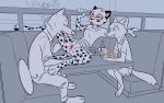  2020 anthro anthro_on_anthro anus blush bottomwear canid canine canis casual_sex cheetah chiropteran clitoris clothed clothing coyote crowd cunnilingus daxy_(adaxyn) deke_(ittybittykittytittys) diner disney eating felid feline female food fox furniture genitals group hi_res male male/female mammal no_underwear on_table oral pancake polo_shirt pteropodid public pussy ragey restaurant sex shirt sitting sketch skirt spot_color spots stephie_(fraydia1) table theblueberrycarrots tongue tongue_out topwear vaginal wolf zootopia 