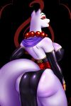  anthro big_breasts big_butt breasts butt clothing dress ear_piercing ear_ring female hi_res jewelry keiko_tachibana looking_back makeup mammal mustela mustelid musteline necklace ooo-belise-ooo piercing rear_view solo 