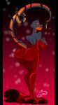  anthro big_breasts big_butt black_body breasts butt clothing dress female hi_res huge_butt looking_back mistletoe non-mammal_breasts ooo-belise-ooo orange_body plant rear_view red_clothing red_dress reptile scalie snake solo wide_hips 