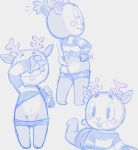  anthro antlers blush blush_stickers bottomwear butt chibi clothed clothing flaccid genitals happy_tree_friends hi_res horn makeup male mime mime_(htf) partially_clothed penis penis_base shorts shorts_down solo zonkeyshow 