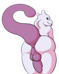  2020 anthro anus backsack balls blep brown_eyes butt dabelette erection genitals hi_res humanoid_genitalia humanoid_penis leaning leaning_forward legendary_pok&eacute;mon looking_at_viewer looking_back male mewtwo multicolored_body nintendo nude penis penis_tuck pink_body pok&eacute;mon pok&eacute;mon_(species) presenting presenting_hindquarters raised_tail rear_view simple_background solo thick_tail thick_thighs tongue tongue_out two_tone_body uncut video_games white_background white_body 