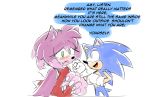  2016 alternate_species amy_rose anthro blue_body blue_fur blush bodily_fluids claws clothing crying dialogue drawloverlala dress duo english_text eulipotyphlan female fur gloves green_eyes handwear hi_res male mammal open_mouth open_smile red_clothing red_dress sad simple_background smile sonic_the_hedgehog sonic_the_hedgehog_(series) speech_bubble tears text were wereeulipotyphlan werehog white_background 