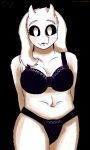  3:5 anthro belly big_breasts bovid bra breasts caprine chubby_female clothing curvaceous curvy_figure dav female fur goat hi_res horn looking_at_viewer mammal mature_female navel panties simple_background slightly_chubby solo toriel undertale underwear video_games voluptuous white_body white_fur 