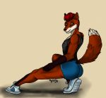  anthro big_butt bottomwear butt canid canine clothing footwear fox hotpants male male/male mammal raised_tail ramish shoes shorts skinny skinny_male sneakers solo thick_thighs wide_hips 
