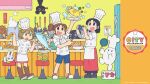  3girls antique_phone apron aqua_eyes arawi_keiichi_(style) artist_request ayumu_niikura bar_stool bell black_boots black_hair black_skirt blue_eyes blue_shorts blush boots bowl broccoli brown_boots brown_hair buttons camera cat chef_hat chopsticks city_(arawi_keiichi) collared_jacket commentary_request company_name cooking_pot copyright_name copyright_notice counter cup dot_nose double-breasted double-parted_bangs drawstring egg english_text fish food french_fries fruit frying_pan full_body hat high_collar holding holding_camera holding_chopsticks holding_food holding_frying_pan holding_ladle hood hood_down izumi_wako jacket ketchup knee_boots ladle legs_apart lettuce long_skirt magnet makabe_(city) medium_hair mimineko miniskirt multiple_girls nagumo_midori neck_bell nezumi_orikou noodles official_alternate_costume omelet omurice open_mouth orange_(fruit) orange_slice pepper_shaker phone pink_skirt plate ponytail promotional_art puff_of_air ramen red_nose red_shoes red_skirt refrigerator refrigerator_magnet rotary_phone salt_shaker second-party_source shoes short_hair shorts shrimp shrimp_tempura sidelocks skirt sleeve_cuffs sleeves_rolled_up sneakers soy_sauce soy_sauce_bottle sparkle spatula standing stool stream tall_hat tempura tomato toque_blanche translation_request undershirt v-shaped_eyebrows waist_apron water white_apron white_cat white_fur white_hat white_hood white_jacket white_shoes white_sleeve_cuffs white_sleeves white_tail yellow_eyes 