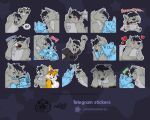 anthro canid canine canis chomp duo fox gesture hi_res high_five hug hungry kissing love male mammal miles_prower naoto nose_lick nose_to_nose open_mouth rock sad sega shy solo sonic_the_hedgehog_(series) sticker sticker_pack stress stressed telegram_sticker wolf yawn