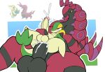 abdominal_bulge anal anal_orgasm animal_genitalia anthro arthropod balls big_balls big_penis blush bodily_fluids butt cum cum_in_ass cum_inside cum_while_penetrated cumshot dingustumble_(artist) duo ejaculation erection feral generation_3_pokemon generation_4_pokemon generation_5_pokemon genital_fluids genitals hands-free male male/male male_penetrated male_penetrating male_penetrating_male myriapod nintendo orgasm penetration penis pokemon pokemon_(species) red_body scolipede sex simple_background size_difference snivy tongue tongue_out traced