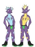  3:4 amped_toxtricity anthro anthrofied clothed clothing duo footwear full-length_portrait fuze hi_res jockstrap low_key_toxtricity male navel nintendo pok&eacute;mon pok&eacute;mon_(species) portrait shoes simple_background topless toxtricity underwear underwear_only video_games white_background 