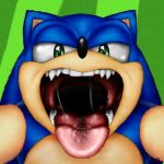  2017 abstract_background anthro black_nose blue_body blue_ears blue_fur bodily_fluids close-up detailed_mouth eulipotyphlan fangs fur green_background green_eyes gums half-closed_eyes hedgehog hi_res long_nose looking_at_viewer male mammal mouth_shot narrowed_eyes nude open_mouth pink_tongue quills saliva sega sharp_teeth simple_background solo sonic_the_hedgehog sonic_the_hedgehog_(series) tan_body tan_skin teeth the_roop tongue tongue_out video_games 
