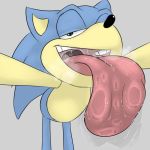  1:1 2018 anthro big_tongue black_nose blue_body blue_ears blue_fur bodily_fluids breath close-up da~blueguy drooling eulipotyphlan fur green_eyes grey_background half-closed_eyes hedgehog licking long_nose looking_at_viewer male mammal mouth_shot narrowed_eyes nude open_mouth pink_tongue quills saliva sega simple_background smile solo sonic_the_hedgehog sonic_the_hedgehog_(series) standing tan_body tan_skin teeth thick_tongue tongue tongue_out uvula video_games 