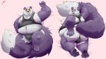  16:9 2020 absurd_res anthro belly bulge butt clothing fur giant_panda hi_res lakalando lying male mammal moobs nipples obese obese_anthro obese_male overweight overweight_anthro overweight_male purple_body purple_fur shirt solo tank_top tongue tongue_out topwear underwear ursid widescreen 