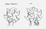  2019 anthro black_and_white dialogue english_text eulipotyphlan ffc1cb fist hedgehog male mammal monochrome reaction_image shadow_the_hedgehog sketch smile solo sonic_the_hedgehog_(series) text 