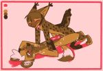  2020 african_wild_dog anal anal_penetration animal_genitalia animal_penis anthro anthro_on_anthro anthro_penetrated anthro_penetrating anthro_penetrating_anthro ball_gag balls blush bodily_fluids border brown_body brown_fur canid canine canine_penis color_swatch cum drooling duo ear_tuft erection eyes_closed felid feline fur gag genital_fluids genitals happy happy_sex head_tuft hi_res knot looking_pleasured lying lynx male male/male male_penetrated male_penetrating male_penetrating_male mammal marc_(theblueberrycarrots) milo_(juantriforce) nude on_back open_mouth open_smile penetration penis penis_in_ass power_bottom red_border restricted_palette saliva sex smile spots spotted_body spotted_fur theblueberrycarrots tuft 