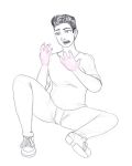  4_fingers arania claws clothing comic fingers hair human male mammal open_mouth pink_body sitting solo transformation 