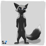  1:1 2020 6vulpes anthro black_body black_fur blue_eyes border canid canine cheek_tuft chest_tuft color_swatch crotch_tuft facial_tuft fox full-length_portrait fur grey_background grey_body grey_fur hands_behind_back hi_res inner_ear_fluff male mammal neck_tuft nude portrait red_fox silver_fox simple_background solo standing tuft white_border 