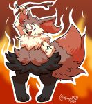  2020 absurd_res anthro black_body black_fur braixen brown_body brown_fur canid canine cheek_tuft ear_tuft eyebrows eyelashes facial_tuft fangs female fingers fluffy fur hair hi_res mammal nintendo pawpads pok&eacute;mon pok&eacute;mon_(species) red_body red_eyes red_fur sharp_teeth shoulder_tuft signature solo standing stick teeth tuft video_games white_body white_fur wingnutxlv 