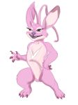  after_transformation alien angel_(lilo_and_stitch) antennae_(anatomy) anthro arania claws disney experiment_(lilo_and_stitch) female fur head_tuft lilo_and_stitch long_antennae open_mouth pawpads pink_body pink_fur pink_inner_ear purple_nose solo teeth tuft 