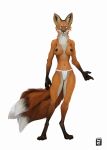  2020 anthro asian_clothing brown_body brown_fur canid canine chest_tuft clothed clothing dipstick_tail east_asian_clothing female fluffy fluffy_tail fox full-length_portrait fundoshi fur gloves_(marking) hi_res inner_ear_fluff japanese_clothing leg_markings mammal markings multi_tail multicolored_tail navel neck_tuft portrait simple_background socks_(marking) solo standing topless tuft underwear wetchop white_background 